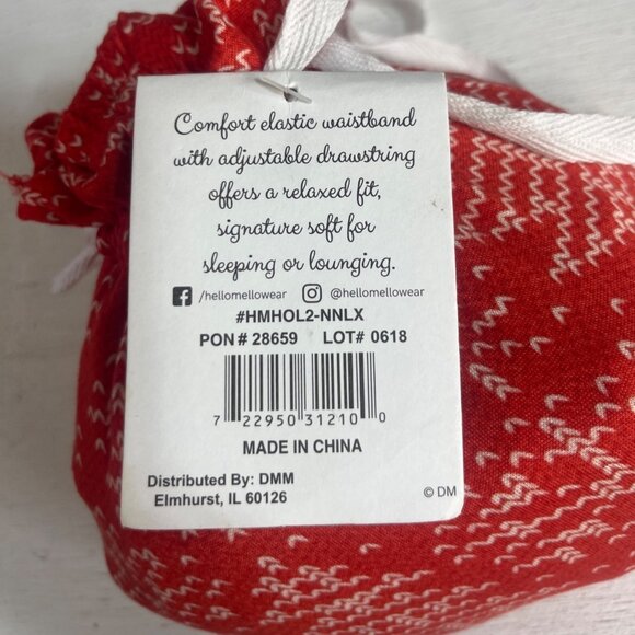 Hello Mello Lounge Pants Pajama Womens Large/XL Red New Snowflake Matching Pouch - Picture 10 of 11